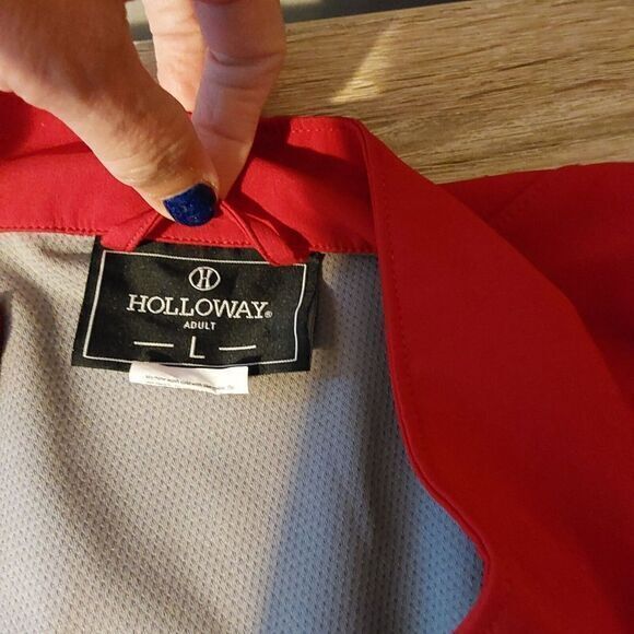Holloway Men's Red Windbreaker Front Zip Lined Zippered Pocket Jacket Size Large - Picture 4 of 8